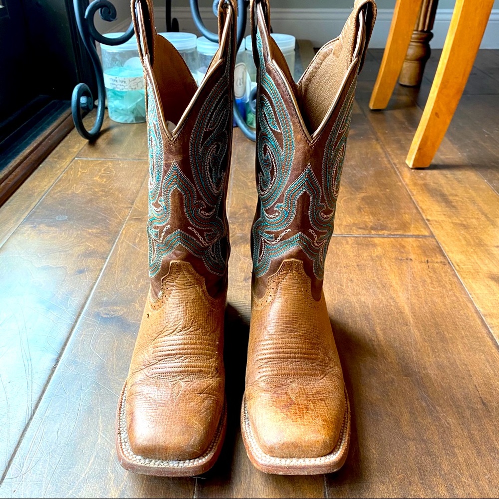 Ariat Brown and Teal Combat Boots